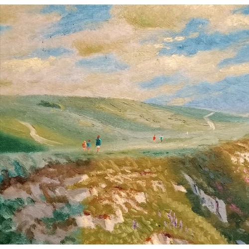 96 - Richard Tratt (b.1953) dated 1997 large oil painting on canvas 'The Dorset Cliff' - frame 107cm squa... 