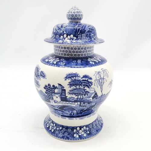 99 - Spode Blue Tower lidded baluster jar - 28.5cm high with no obvious damage