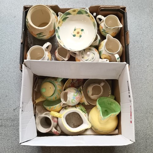 107 - Collection of Jane & Stephen Baughan flower decorated jugs / bowls (largest 23cm diameter) etc