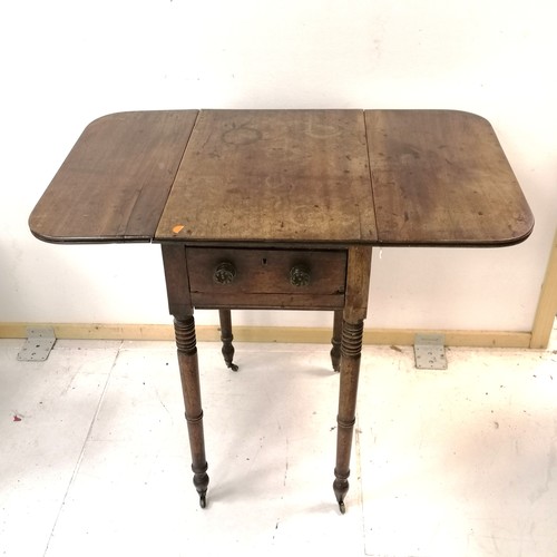 116 - Antique mahogany small dropleaf side table with single drawer to the front - 78cm wide (with side le... 