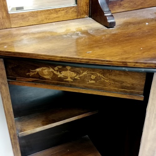 117 - Antique Edwardian inlaid rosewood parlour cabinet with mirror back - 123cm long x 35cm wide x 203cm ... 