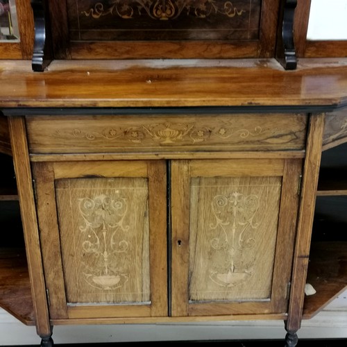 117 - Antique Edwardian inlaid rosewood parlour cabinet with mirror back - 123cm long x 35cm wide x 203cm ... 