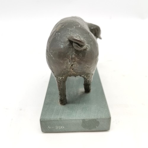 119 - Figure of a pig on a base #4-350 with monogram - base 12.8cm x 7.7cm ~ pig has old repairs