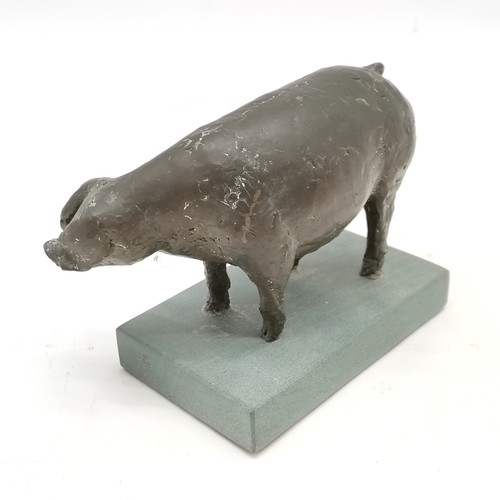 119 - Figure of a pig on a base #4-350 with monogram - base 12.8cm x 7.7cm ~ pig has old repairs