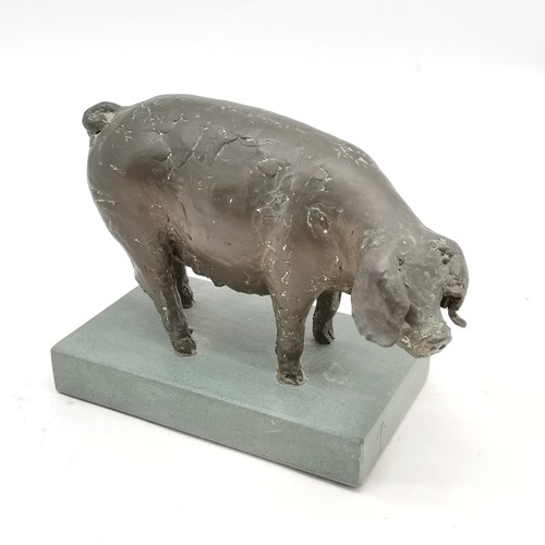 119 - Figure of a pig on a base #4-350 with monogram - base 12.8cm x 7.7cm ~ pig has old repairs