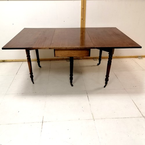 128 - Antique mahogany large drop leaf dining table - 183cm long open/63cm long closed x 122cm wide x 73cm... 