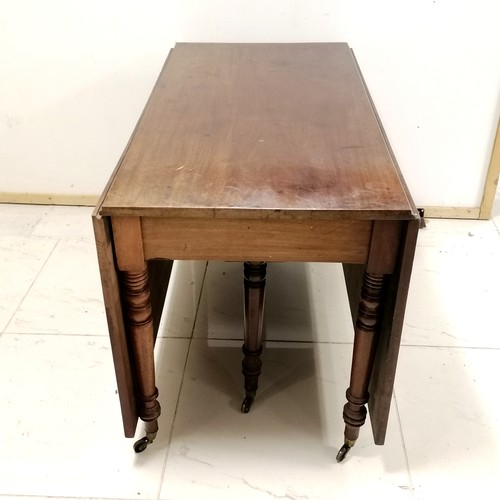 128 - Antique mahogany large drop leaf dining table - 183cm long open/63cm long closed x 122cm wide x 73cm... 