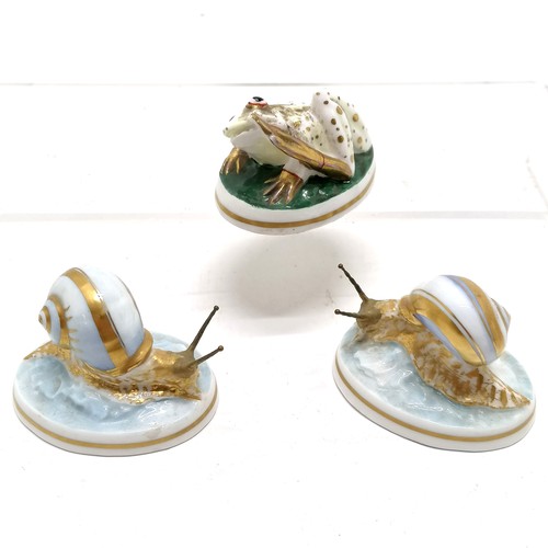 134 - 6 x Royal Worcester Country Life series figures by Kenneth Potts - 2 x snails, frog, salmon, butterf... 