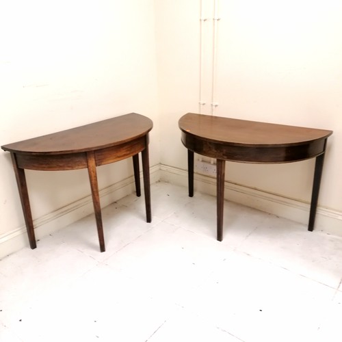 136 - Pair of antique mahogany D end tables - 106cm wide x 53cm deep x 73cm high (each table)