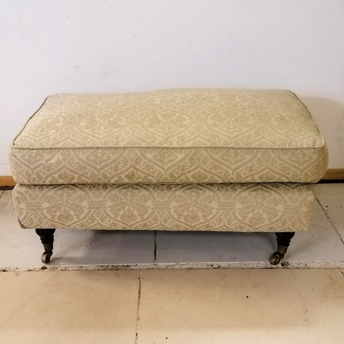 147 - Antique cream upholstered rectangular footstool with feather cushion