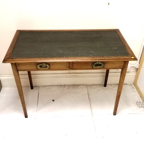 152 - Antique mahogany 2 drawer desk with leatherette insert to top - 110cm wide x 78cm high x 60cm deep