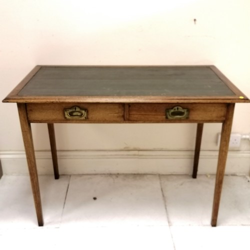 152 - Antique mahogany 2 drawer desk with leatherette insert to top - 110cm wide x 78cm high x 60cm deep