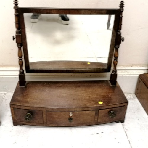 154 - Small antique mahogany footstool with later upholstered top T/W a mahogany dressing table mirror