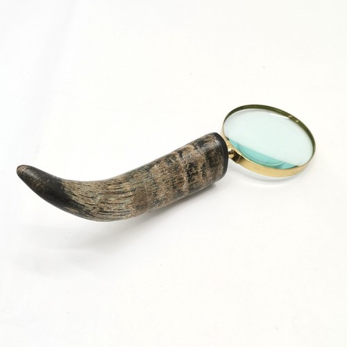 174 - Vintage hand lens with cow horn handle - 30cm ~ SOLD IN AID OF STALBRIDGE COMMUNITY CHARITY