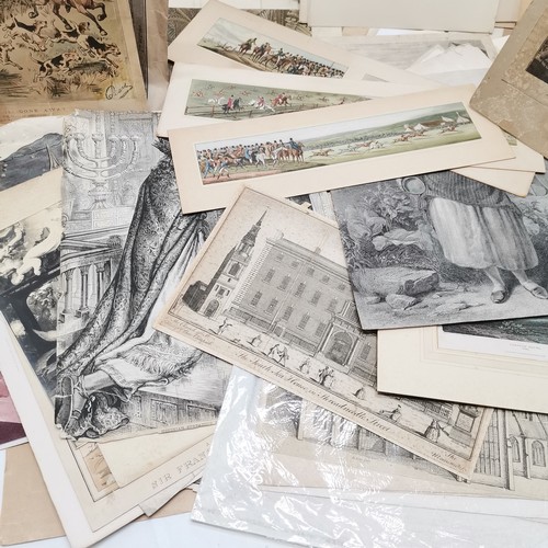 177 - Large qty of mostly antique drawings / paintings / book plates / prints (some signed) etc