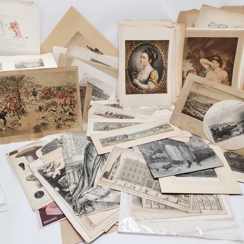 177 - Large qty of mostly antique drawings / paintings / book plates / prints (some signed) etc