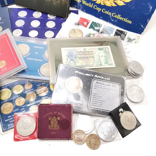 187 - Qty of oddments inc cased 2002 Euro coin collection (with COA), 3 x Whitman folders (part filled), A... 