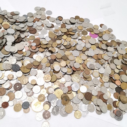 192 - 2 x Celebrations tubs of coins - 1 mostly GB ½d's & the other world ~ total weight approx 22kg