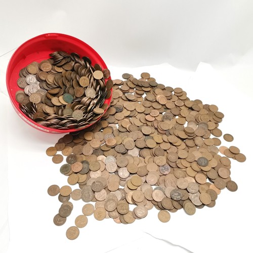 192 - 2 x Celebrations tubs of coins - 1 mostly GB ½d's & the other world ~ total weight approx 22kg