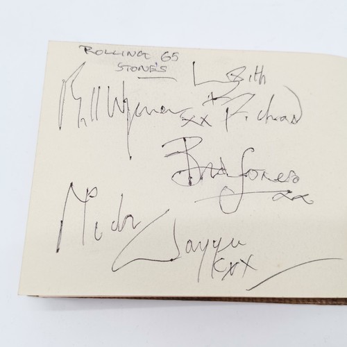 238 - Vintage autograph book hand signed by the Beatles (?), Rolling Stones (?), Anne Crawford, Katie Boyl... 