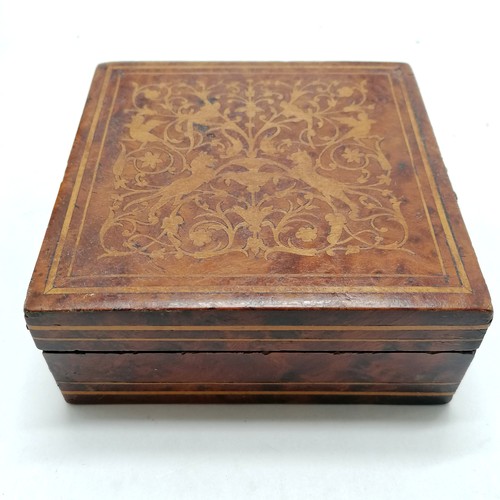 239 - Miniature mahogany strung inlaid plinth (15cm high x 8.5cm square top) t/w ebonised tray, miniature ... 