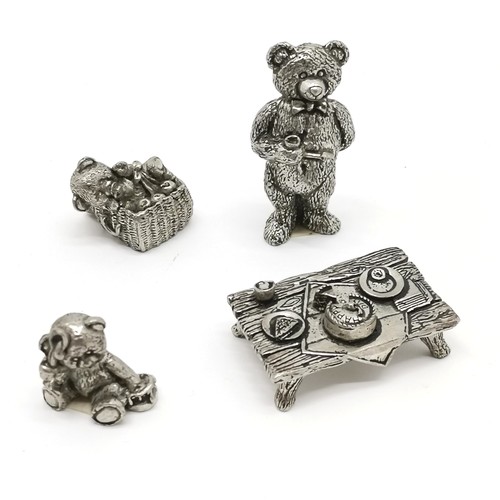 261 - 3 x boxed Alchemy casta teddy bear picnic figures t/w Rieder pewter bear (box 6.2cm x 4.6cm) ~ SOLD ... 