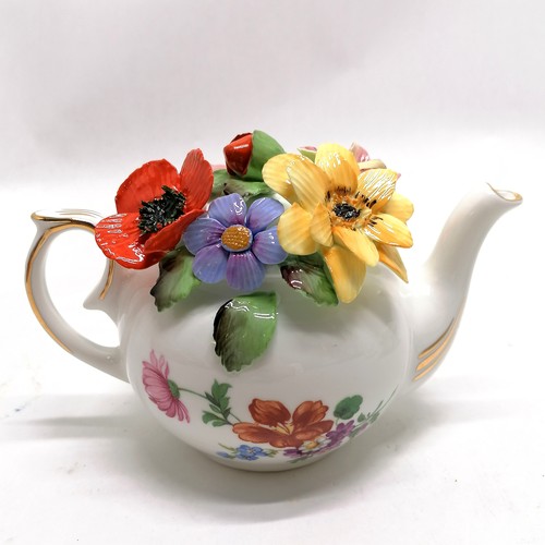 266 - 2 x Royale Stratford floral encrusted teapots - Autumn & Summer ~ approx 10cm high with no obvious d... 