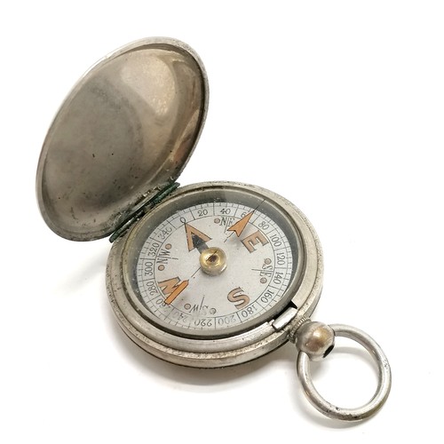 278 - WWI military marching compass (Terrasse W Co - 1918 dated) t/w 2 x manual wind wristwatches & Ingers... 