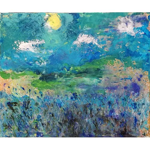 289 - Abstract oil on canvas of a landscape - 65cm x 54cm.