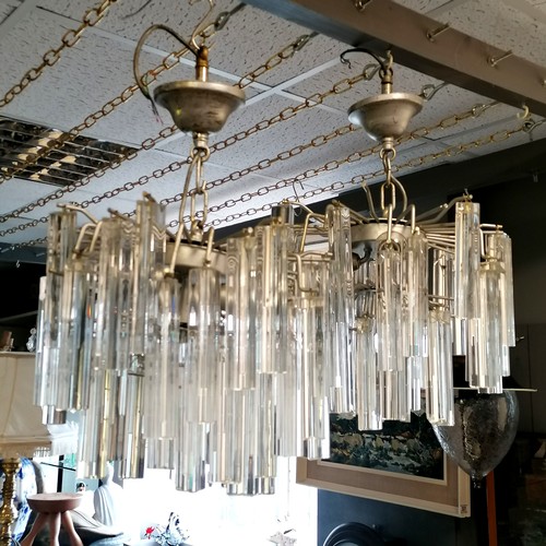 295 - Mid 20th century Murano type pair of chandeliers with glass 16cm pendant drops - total drop 46cm ~ s... 