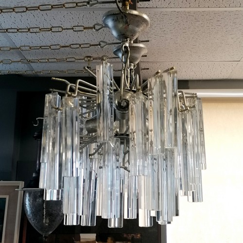 295 - Mid 20th century Murano type pair of chandeliers with glass 16cm pendant drops - total drop 46cm ~ s... 