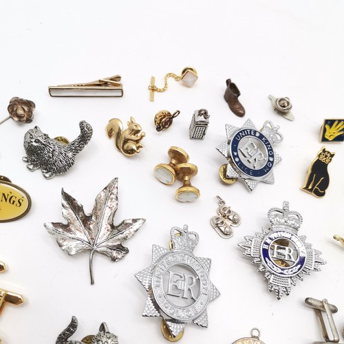 310 - Qty of badges inc squirrel, Rhodesian coin brooch etc t/w qty of cufflinks, tie slides etc - SOLD ON... 