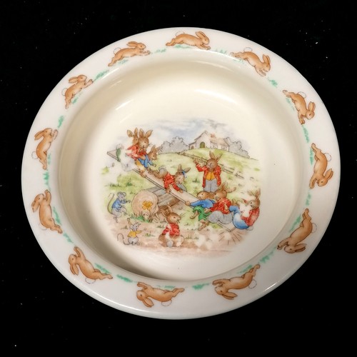 316 - Royal Doulton Bunnykins baby plate 16cm diameter - some rubbing to the pattern T/W a Bunnykins sauce... 