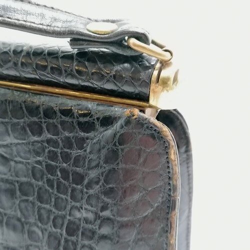 321 - Lucille de Paris American vintage crocodile leather handbag with carry handle and original branded m... 