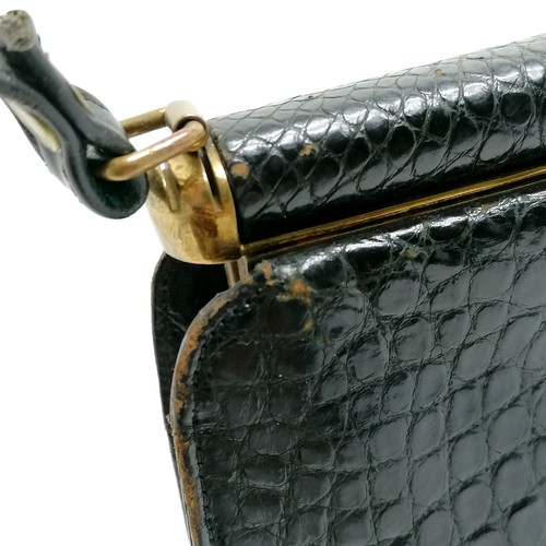 321 - Lucille de Paris American vintage crocodile leather handbag with carry handle and original branded m... 