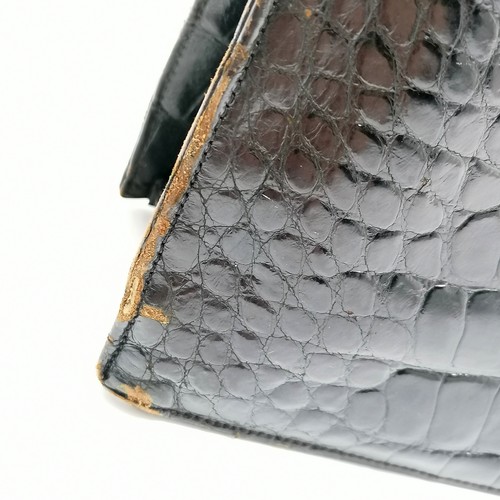 321 - Lucille de Paris American vintage crocodile leather handbag with carry handle and original branded m... 