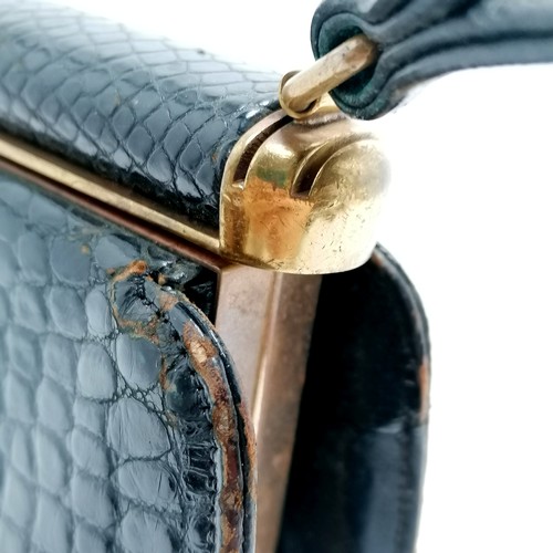 321 - Lucille de Paris American vintage crocodile leather handbag with carry handle and original branded m... 