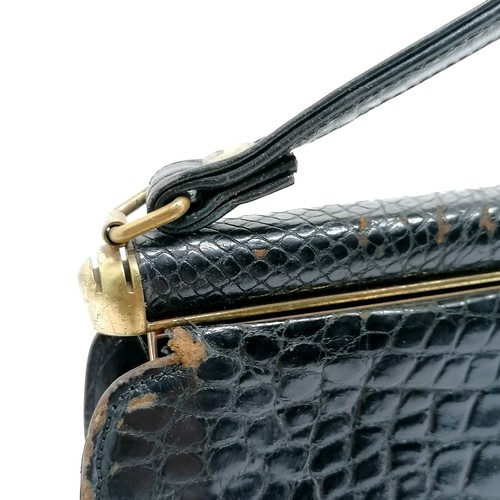 321 - Lucille de Paris American vintage crocodile leather handbag with carry handle and original branded m... 