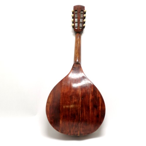 326 - Antique mandolin with unusual inset carved detail - 62cm long ~ a/f