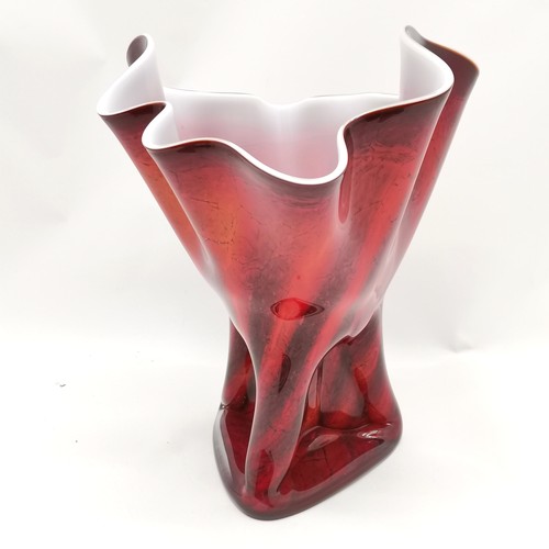 331 - Reni large red art glass vase - 36cm high x 30cm across