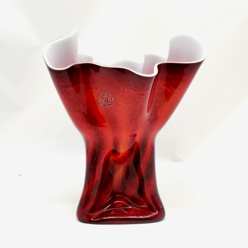 331 - Reni large red art glass vase - 36cm high x 30cm across