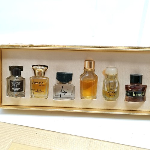 332 - Les meilleurs parfums de Paris boxed set of 10 x miniature perfume bottles - some used