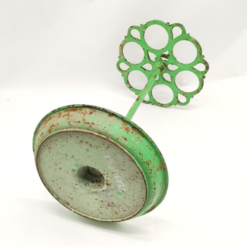 343 - Antique green painted cast iron circular stick stand 62cm high x 30cm diameter