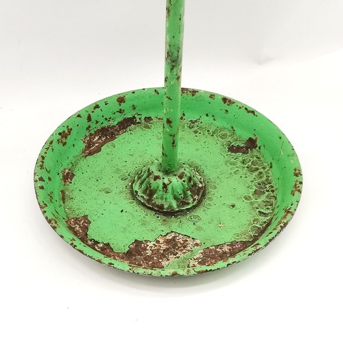 343 - Antique green painted cast iron circular stick stand 62cm high x 30cm diameter