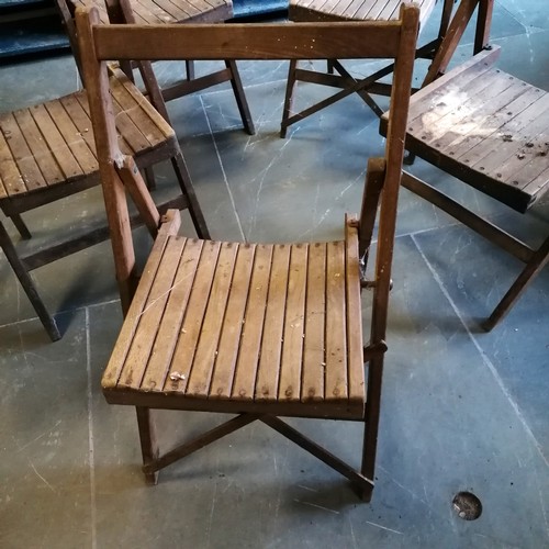 354 - 5 antique folding wooden chairs