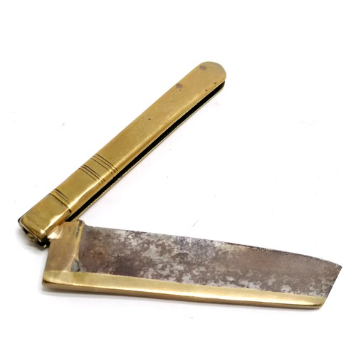 360 - Antique brass mounted folding blade / knife - extended length 15cm