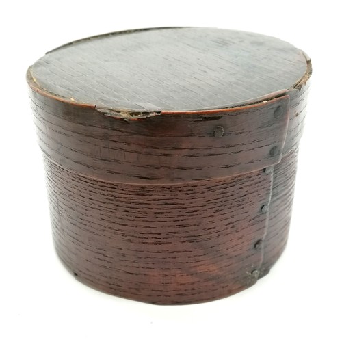 365 - Antique folk art birch bark circular lidded box - 13cm diameter x 9.5cm high ~ has some losses