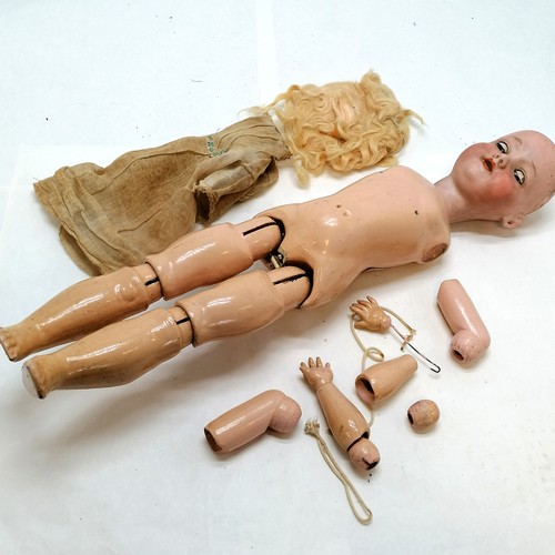 377 - Armand Marseille walking doll 390 A.7.M, - arms and hair detached, walking mechanism works and head ... 