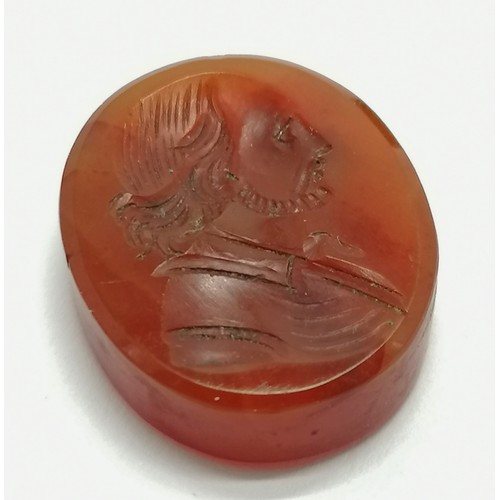 572 - 2 x antique classical bust seals inc agate (23mm long) & pendant seal