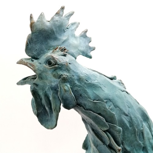 2 - Helen Gordon bronze figure of a cockerel signed - height to coxcomb 44cm x 42cm across & 11kg